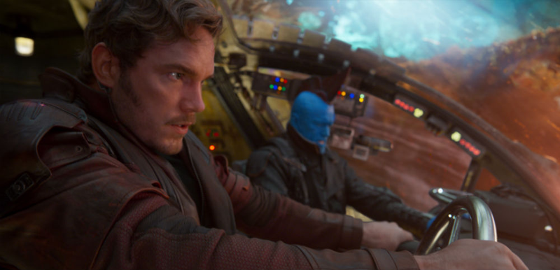 Star-Lord and the man who raised him, Yondu, played by Michael Rooker.